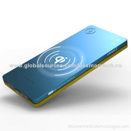 Wireless charging power-bank, super-slim, certificates approved, 5,000mAh capacity